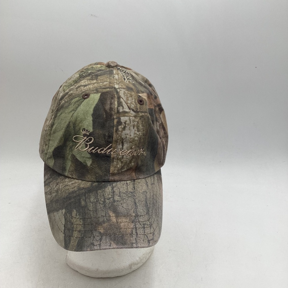 Vintage 2003 Budweiser Camo Hat Advantage Timber Embroidered Logo Adjustable Cap